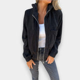 Ella | Chaqueta con capucha de pana con cremallera