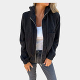 Ella | Chaqueta con capucha de pana con cremallera