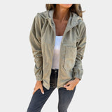 Ella | Chaqueta con capucha de pana con cremallera