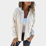 Ella | Chaqueta con capucha de pana con cremallera
