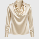 Sylvie | Blusa con brillo de lujo y cuello plisado