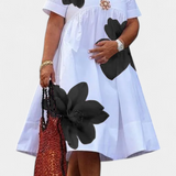Yulia Vestido Midi Floral con Pliegues y Escote en V