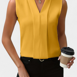Nele Blusa Sin Mangas con Escote en V y Corte Fluido