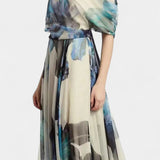Sanaa Vestido Floral Abstracto de Un Hombro