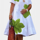 Yulia Vestido Midi Floral con Pliegues y Escote en V