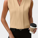 Nele Blusa Sin Mangas con Escote en V y Corte Fluido