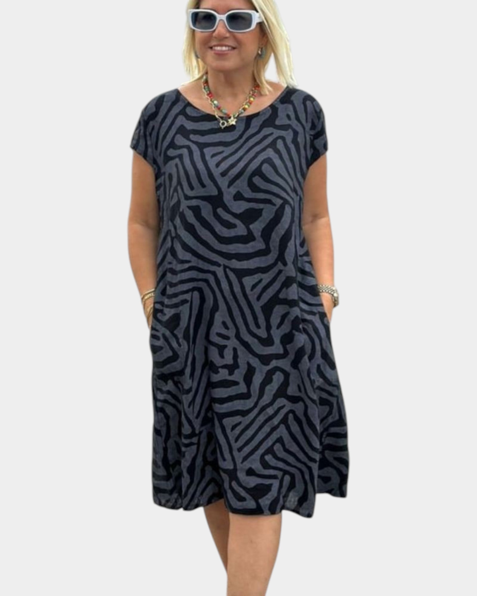 Nelia™ - Vestido de verano con cuello redondo y bonito estampado