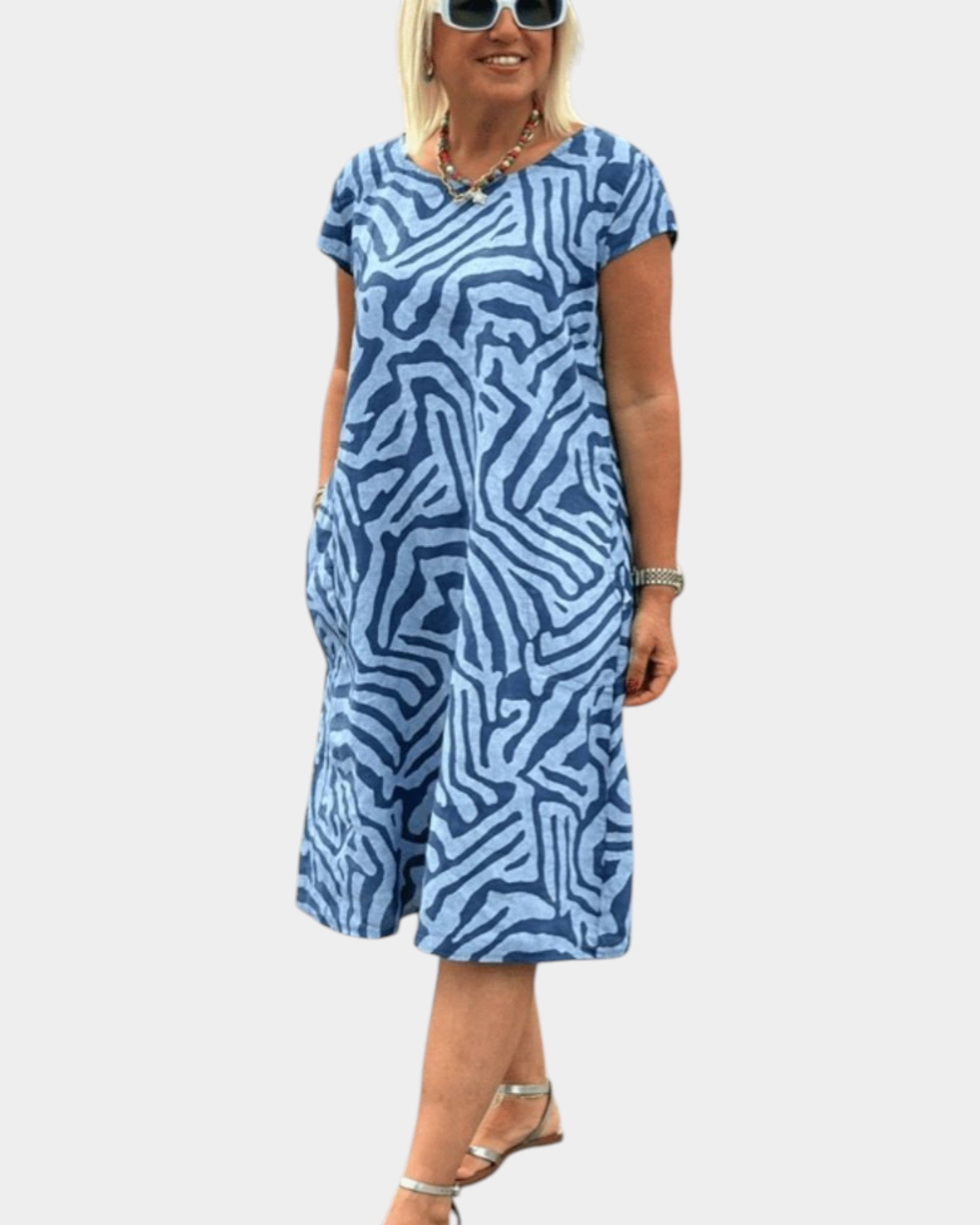 Nelia™ - Vestido de verano con cuello redondo y bonito estampado