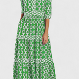 Casilda Vestido Midi con Estampado de Cadenas