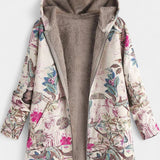 April Abrigo Floral de Invierno con Capucha