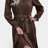 Evabeth Vestido Midi Plisado de Leopardo