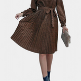 Evabeth Vestido Midi Plisado de Leopardo