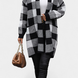 Lovella Cárdigan Casual a Cuadros con Bolsillos
