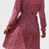 Evabeth Vestido Midi Plisado de Leopardo