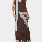 Elvira Conjunto de Top y Falda con Paneles de Encaje en Contraste