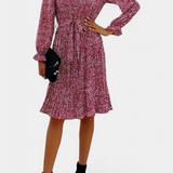 Evabeth Vestido Midi Plisado de Leopardo