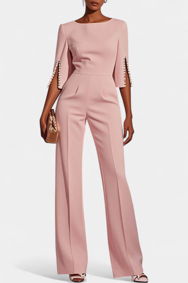 Prim Mono Suelto de Color Sólido con Cuello Redondo