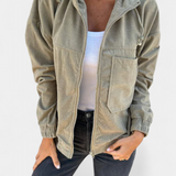Lorca Chaqueta de Corduroy con Capucha y Cremallera