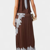 Elvira Conjunto de Top y Falda con Paneles de Encaje en Contraste