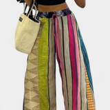 Claudine Pantalones Casual de Pierna Ancha con Estampado a Rayas