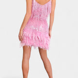 Adena Vestido Mini de Plumas