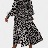 Nerin Vestido A-Line de Leopardo con Cintura Ajustable