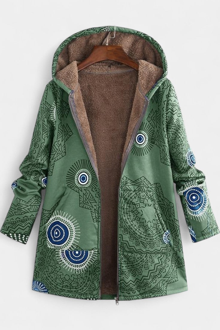 April Abrigo Floral de Invierno con Capucha