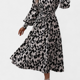 Nerin Vestido A-Line de Leopardo con Cintura Ajustable