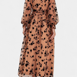 Iolanda Vestido Maxi de Encaje Floral con Mangas de Linterna