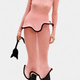 Stormi Conjunto de Falda de Punto con Bordes Volantes