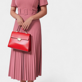 Seliora Vestido Midi de Trabajo con Cinturón y Plisados