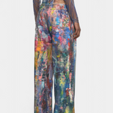 Rana Pantalones Vaqueros de Pierna Ancha con Estampado Artístico