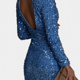 Adèle Vestido Largo de Fiesta con Espalda Descubierta y Brillo Invernal