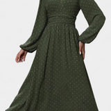 Faela Vestido Midi de Oficina con Lunares Suizos