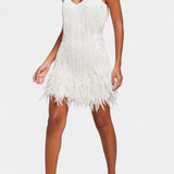 Adena Vestido Mini de Plumas