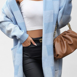 Lovella Cárdigan Casual a Cuadros con Bolsillos