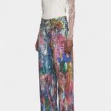 Rana Pantalones Vaqueros de Pierna Ancha con Estampado Artístico