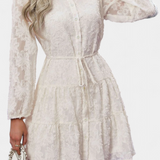 Soreia Vestido Camisero de Botones con Manga Larga Texturizada