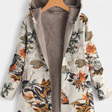 April Abrigo Floral de Invierno con Capucha