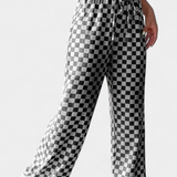 Hilaria Pantalones de Pierna Ancha con Estampado a Cuadros