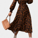 Nerin Vestido A-Line de Leopardo con Cintura Ajustable