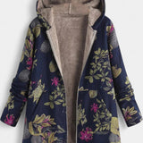 April Abrigo Floral de Invierno con Capucha