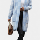 Lovella Cárdigan Casual a Cuadros con Bolsillos