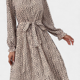 Evabeth Vestido Midi Plisado de Leopardo