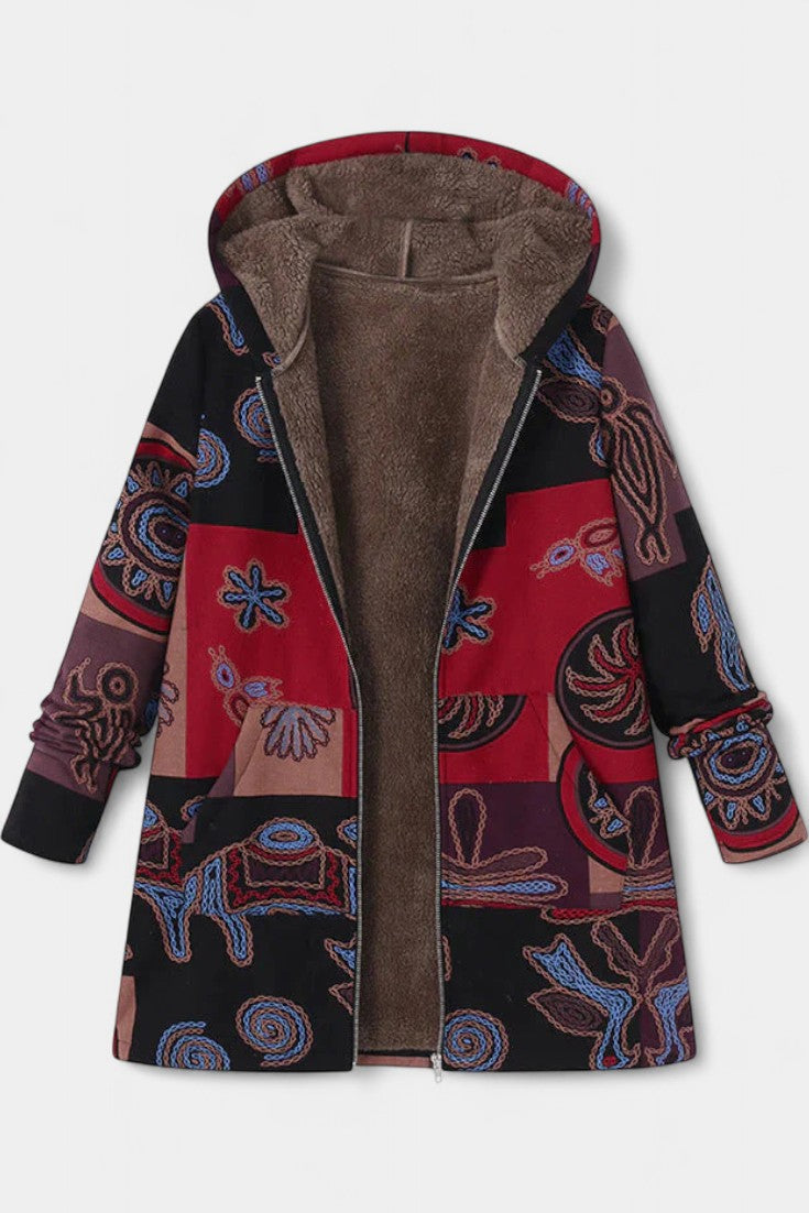 April Abrigo Floral de Invierno con Capucha