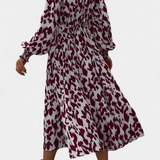 Nerin Vestido A-Line de Leopardo con Cintura Ajustable