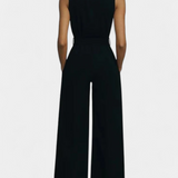 Ariella Mono Casual de Pierna Ancha con Solapa y Cintura Alta