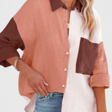 Juniper Blusa de Botones en Bloque de Color