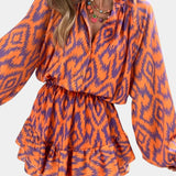 Yasmine Mono Mini con Volantes y Estampado Ikat