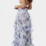 Bonnie Vestido Maxi Cortado con Volantes de Flores